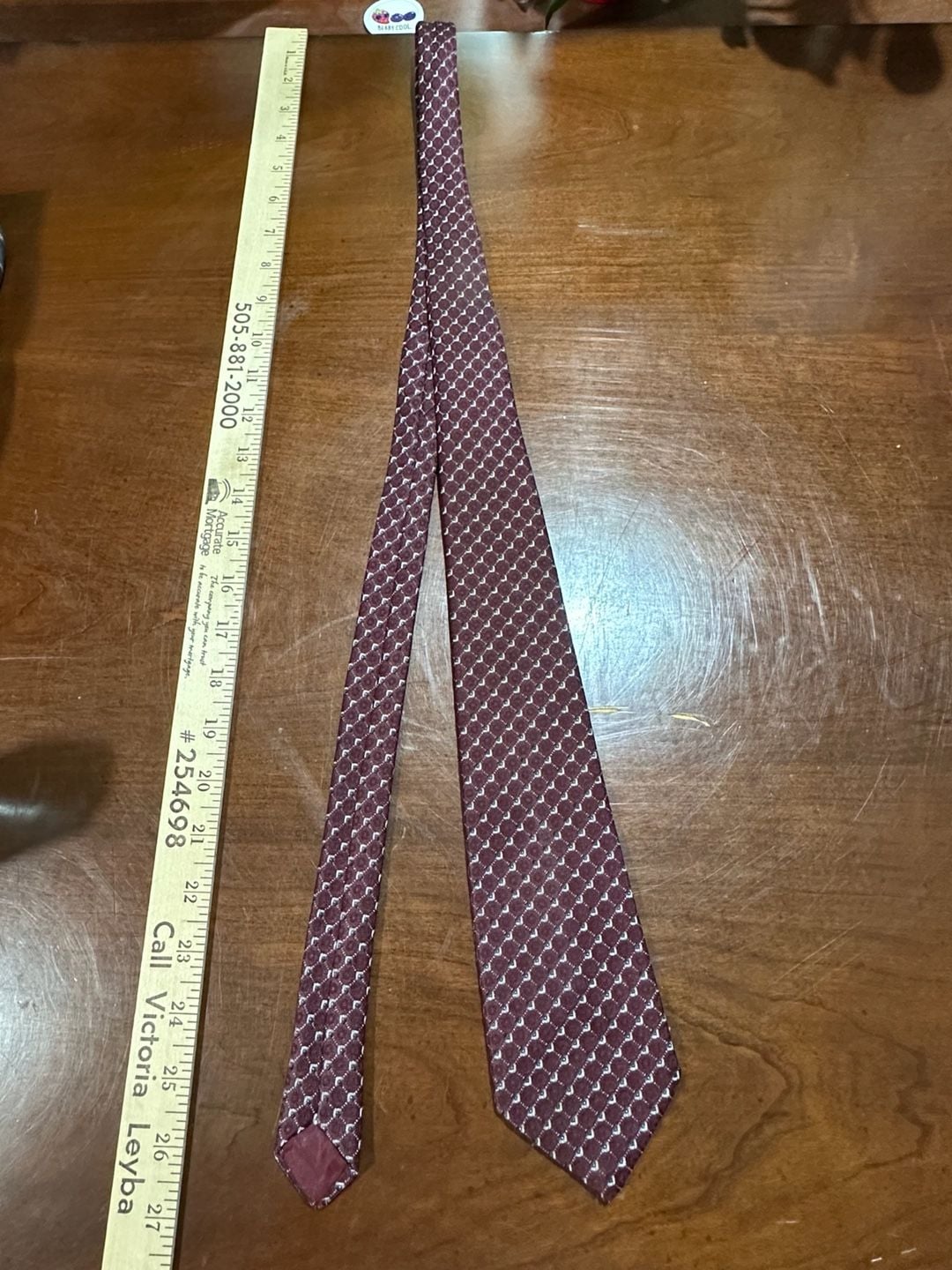 Wiesinger Necktie Burgundy Geometric Pattern Silk Tie 1