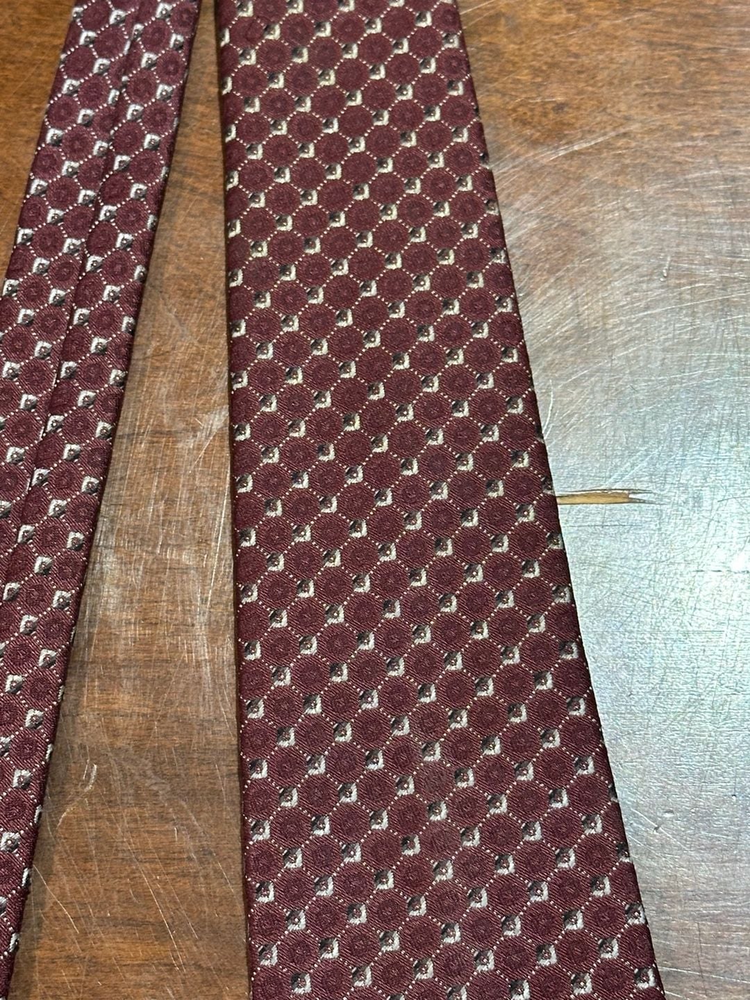Wiesinger Necktie Burgundy Geometric Pattern Silk Tie 2