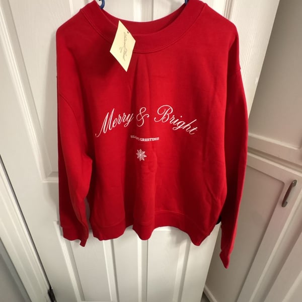Universal Thread Merry and Bright Sweatshirt Size L Red Holiday