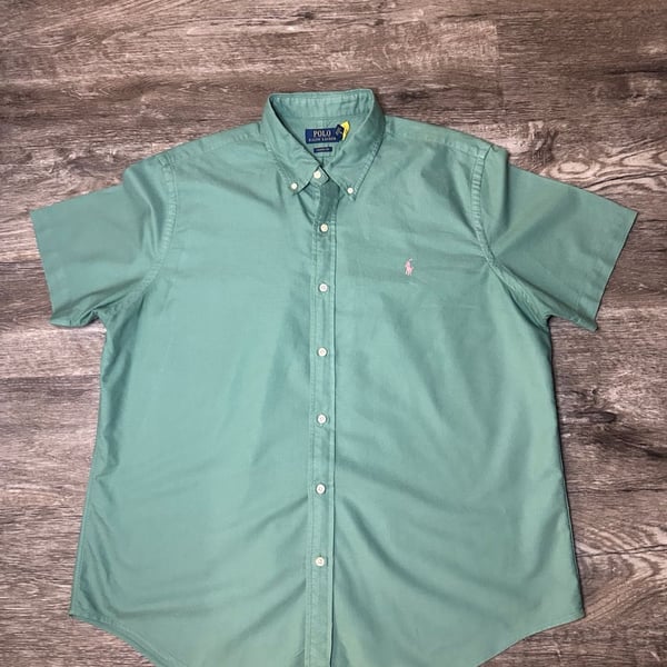 Polo Ralph Lauren Short Sleeve Oxford Shirt Size XL Green Classic Fit