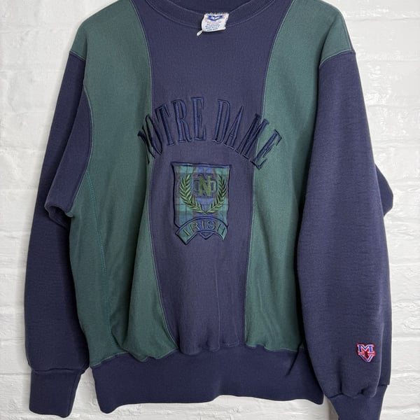 MV Sport Notre Dame Sweatshirt Size XL Vintage College Colorblock Pro Weave