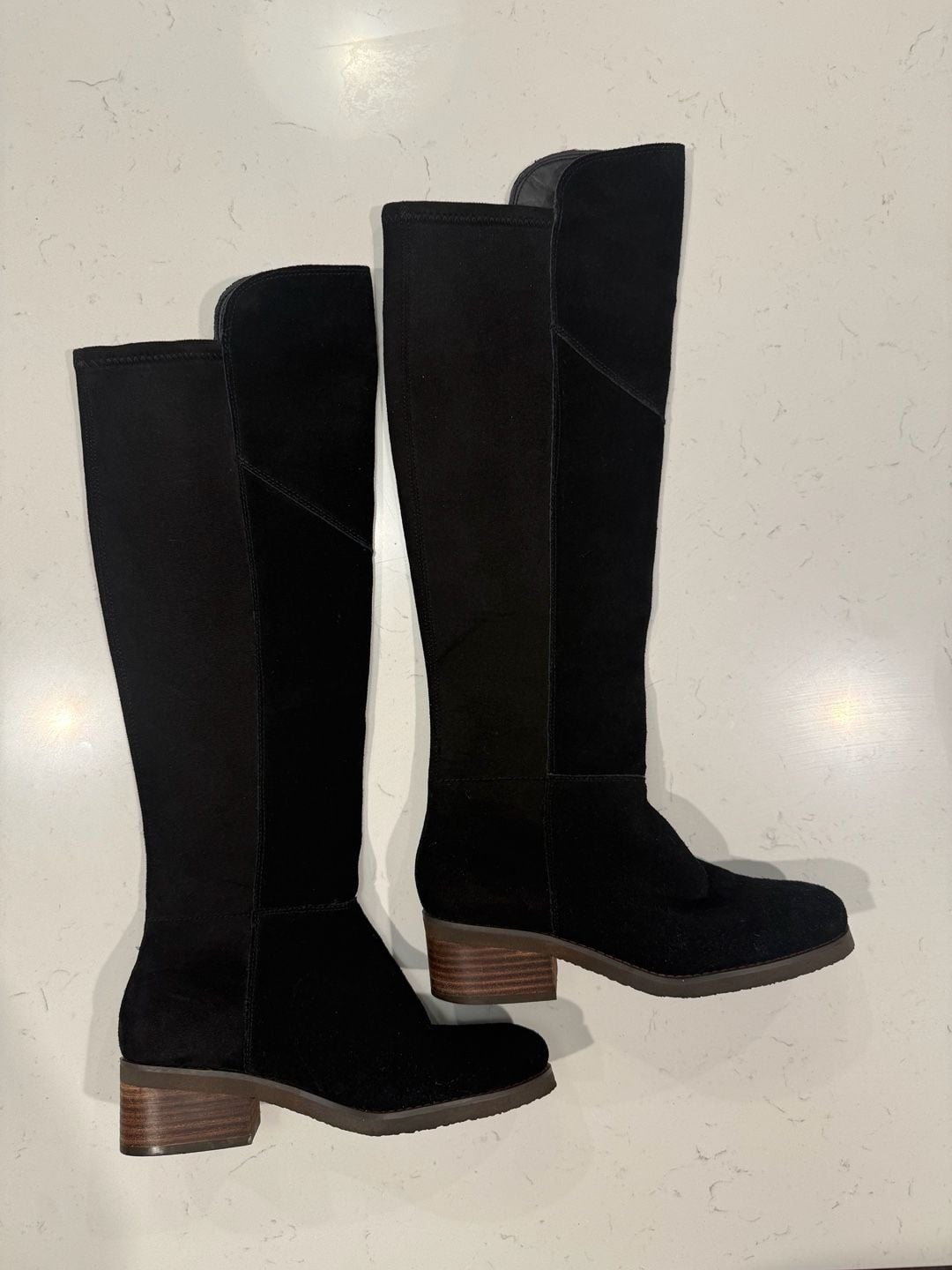 Lucky Brand Twynkl Size 6.5 Black Suede Leather Knee High Boots 2