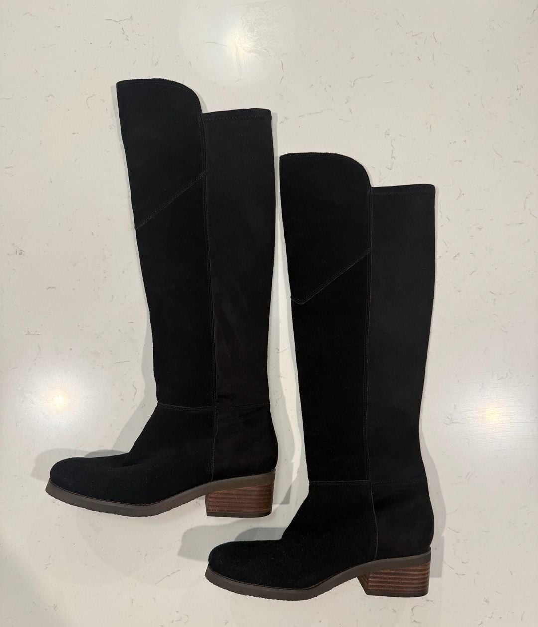 Lucky Brand Twynkl Size 6.5 Black Suede Leather Knee High Boots 3