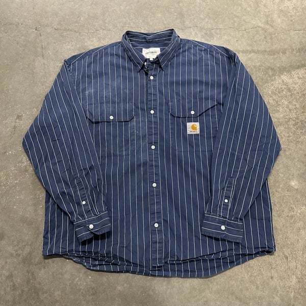 Carhartt WIP Striped Button Up Work Shirt XL Double Pocket Oversized