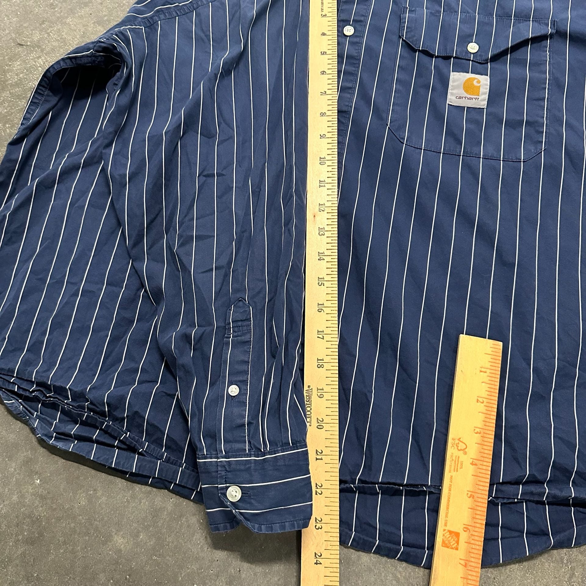 Carhartt WIP Striped Button Up Work Shirt XL Double Pocket Oversized 6