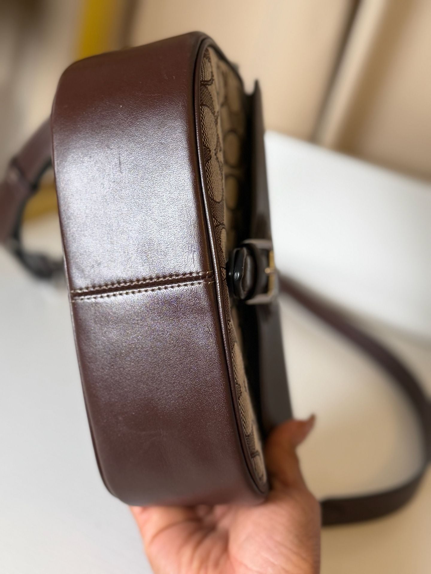 Coach Amelia Saddle Bag In Signature Jacquard Brown 4