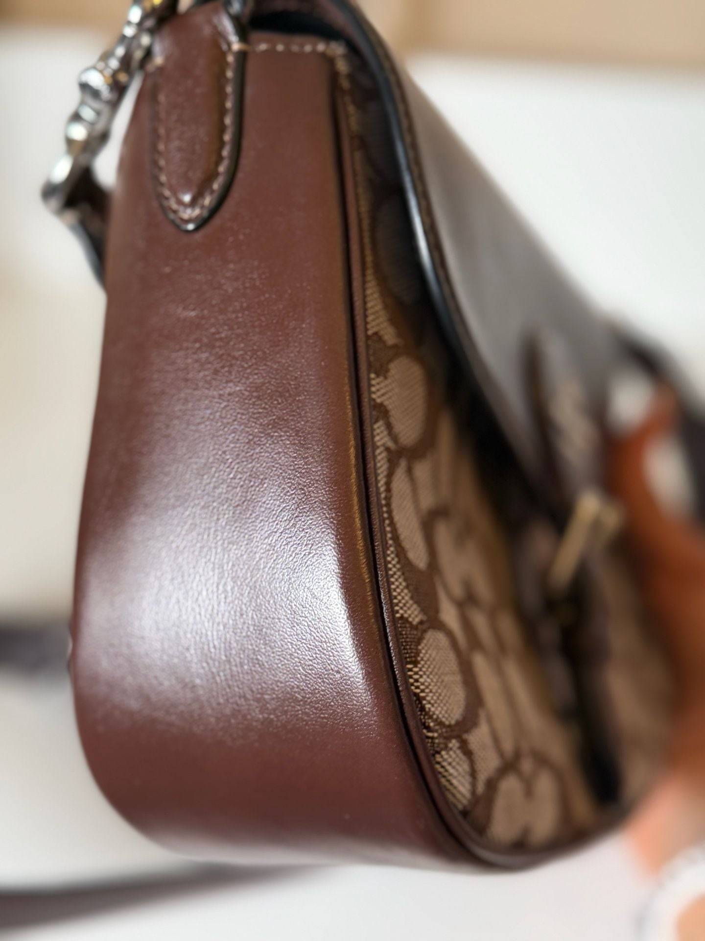 Coach Amelia Saddle Bag In Signature Jacquard Brown 5