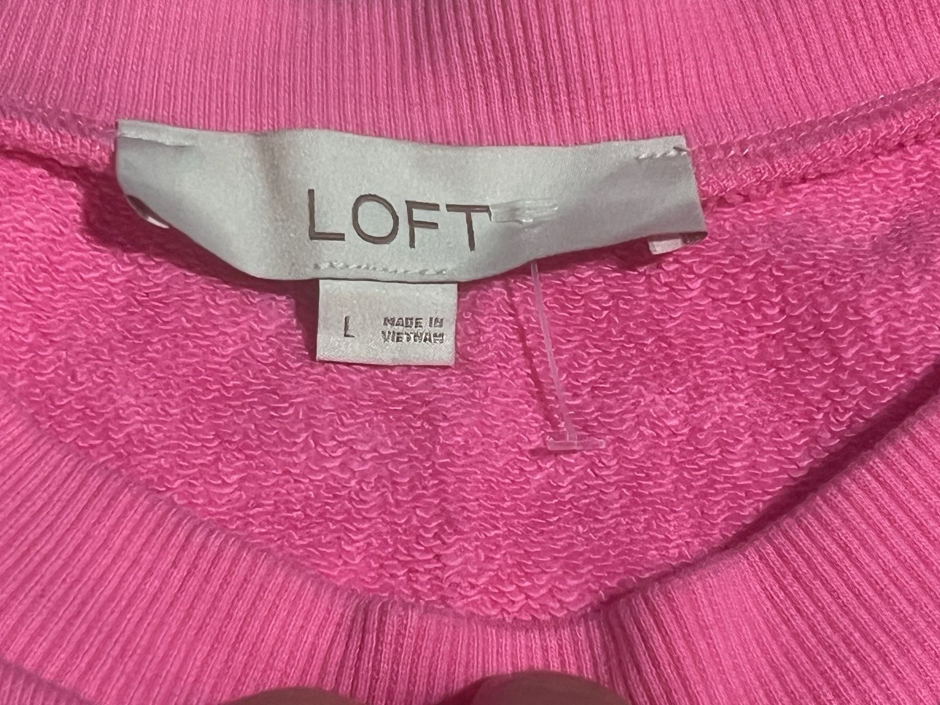 LOFT Puff Sleeve Sweatshirt Size L Pink 4