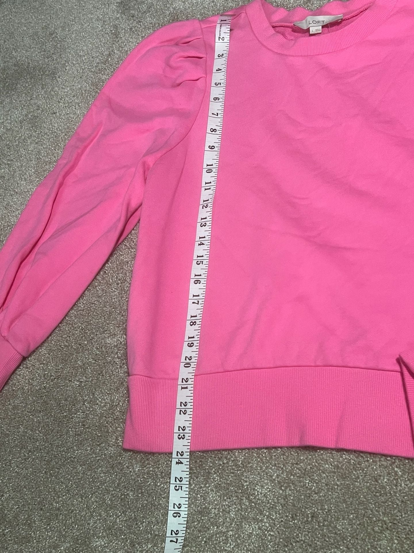 LOFT Puff Sleeve Sweatshirt Size L Pink 6