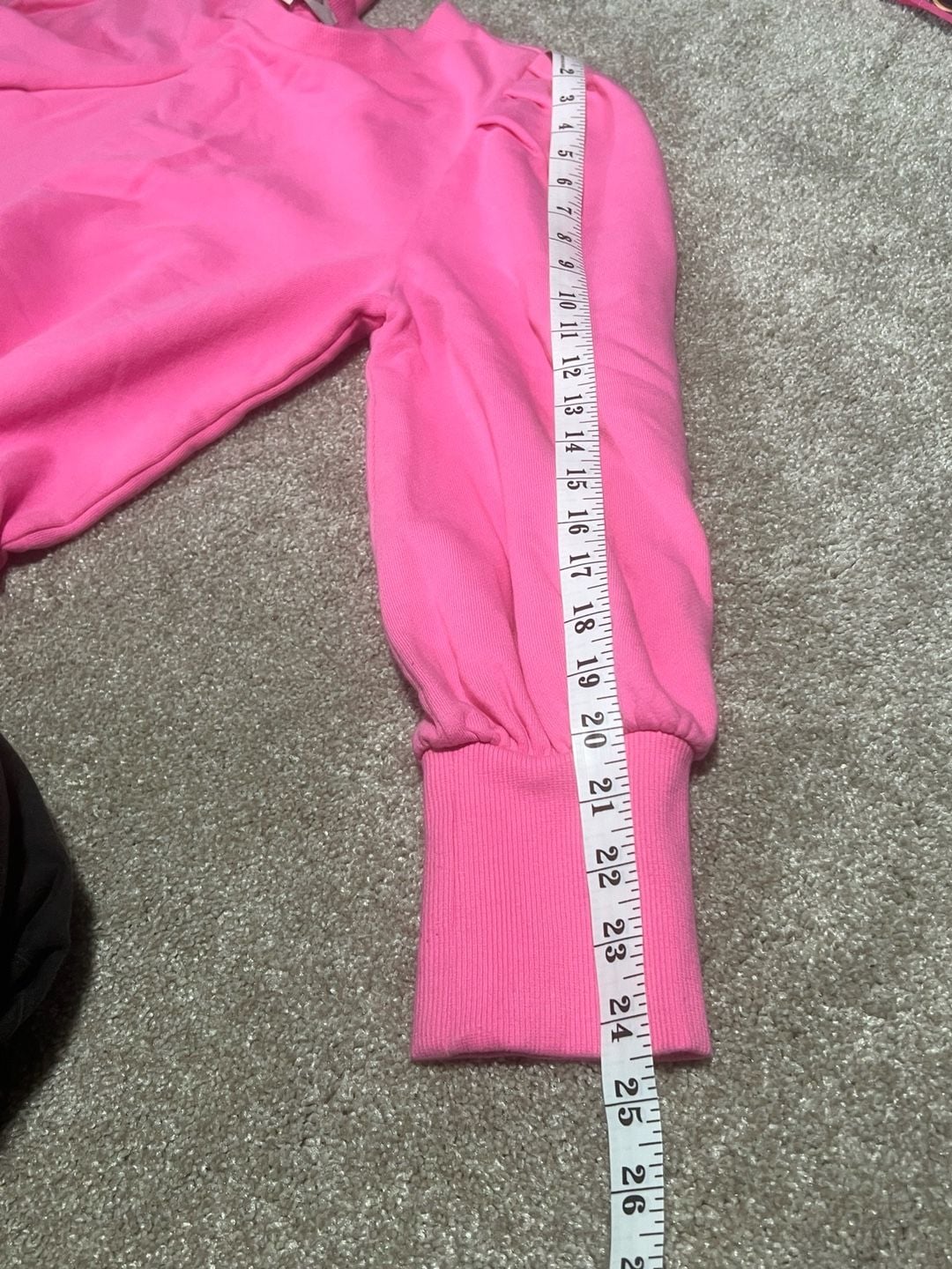 LOFT Puff Sleeve Sweatshirt Size L Pink 8