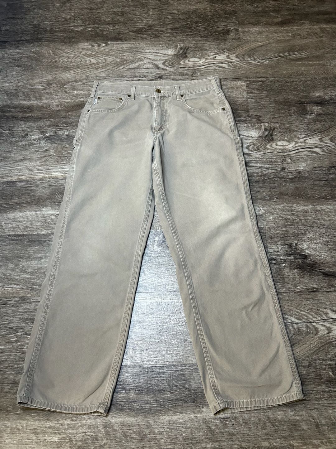 Carhartt B169 Men’s 34x30 Loose Fit Carpenter Work Pants Beige Tan Canvas Y2K 2