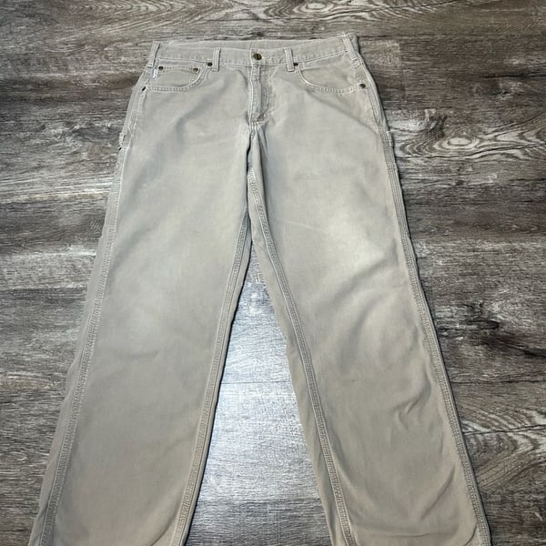 Carhartt B169 Men’s 34x30 Loose Fit Carpenter Work Pants Beige Tan Canvas Y2K