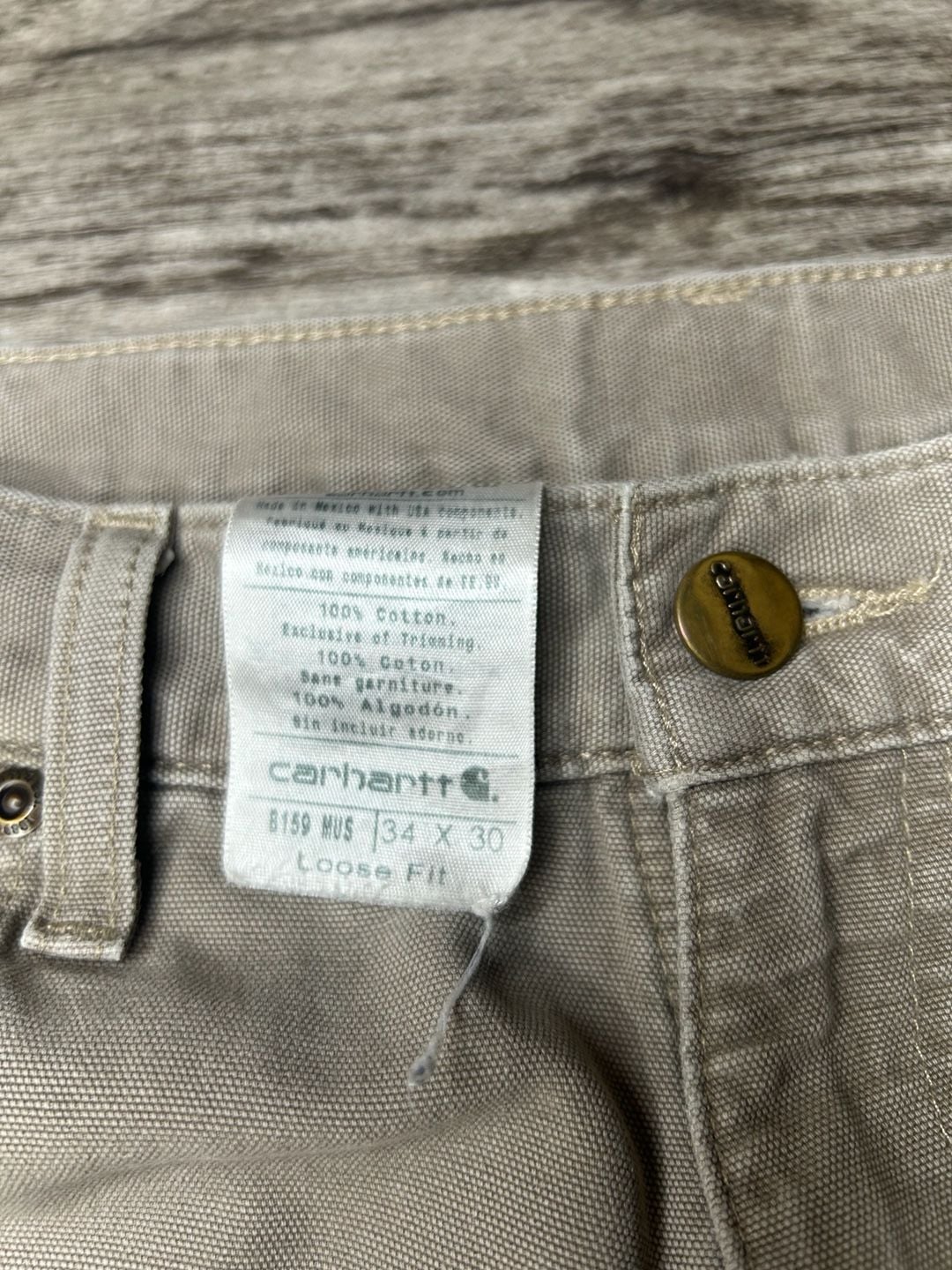 Carhartt B169 Men’s 34x30 Loose Fit Carpenter Work Pants Beige Tan Canvas Y2K 5