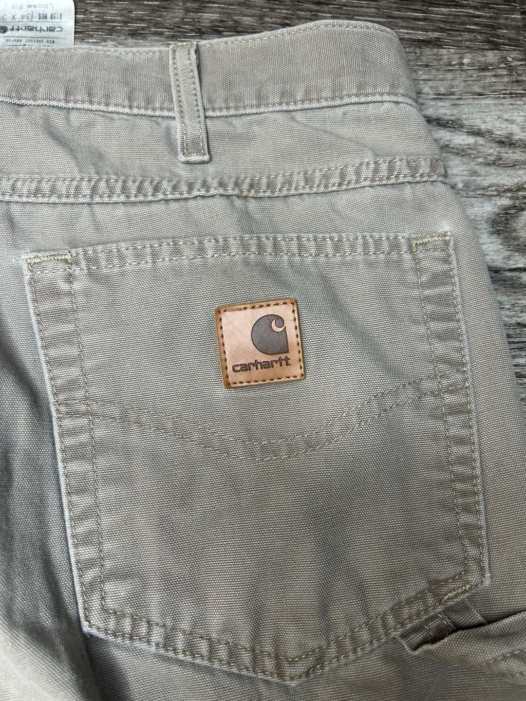 Carhartt B169 Men’s 34x30 Loose Fit Carpenter Work Pants Beige Tan Canvas Y2K 9