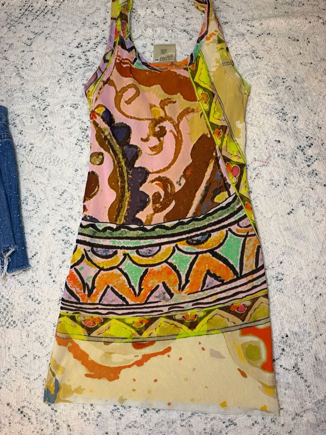 Fuzzi Multicolor Mesh Tank Dress Size XS 6