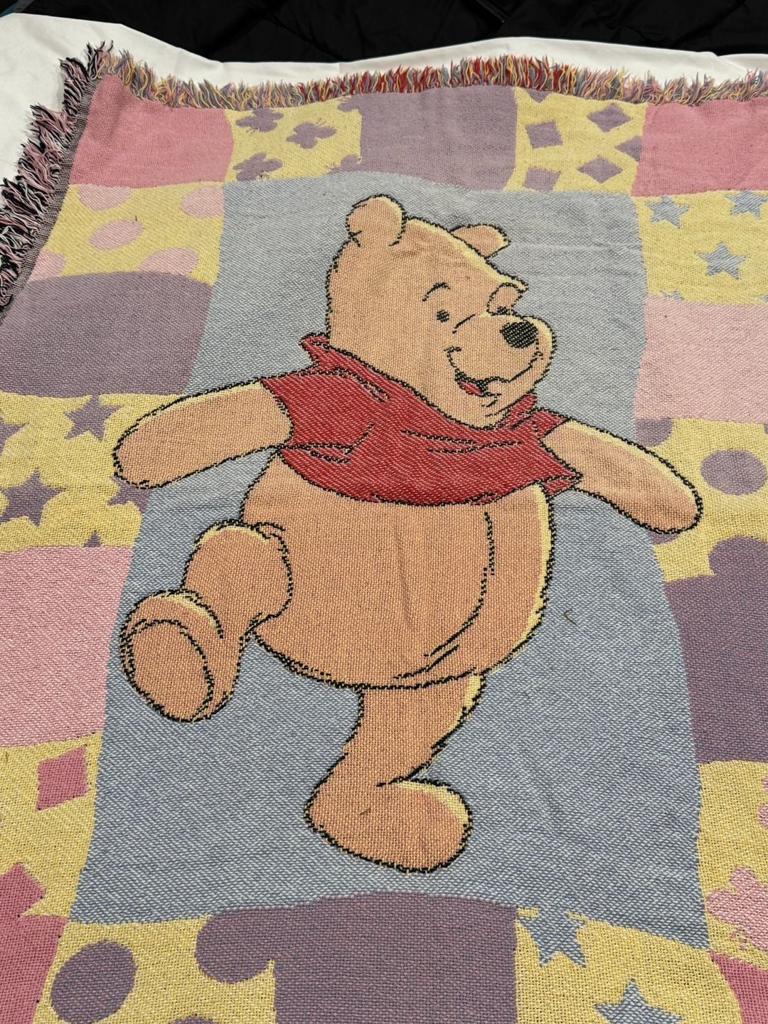 Vintage 90s Winnie the Pooh Disney Woven Baby Tapestry Throw Blanket 36"x46" 2
