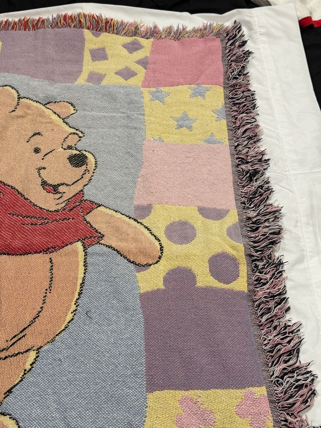 Vintage 90s Winnie the Pooh Disney Woven Baby Tapestry Throw Blanket 36"x46" 3