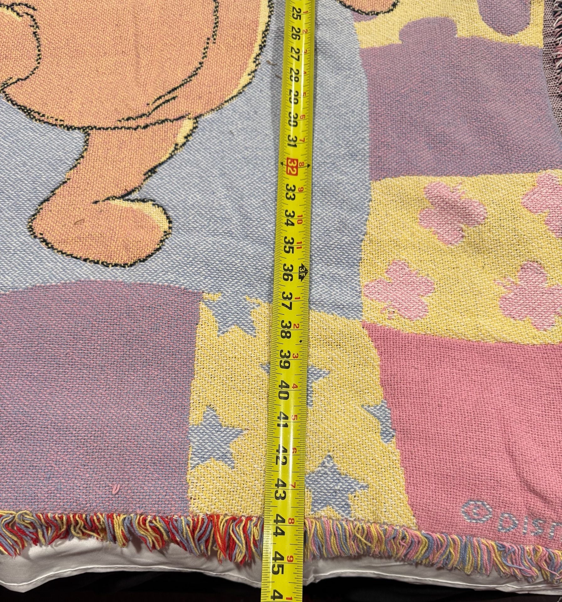 Vintage 90s Winnie the Pooh Disney Woven Baby Tapestry Throw Blanket 36"x46" 6