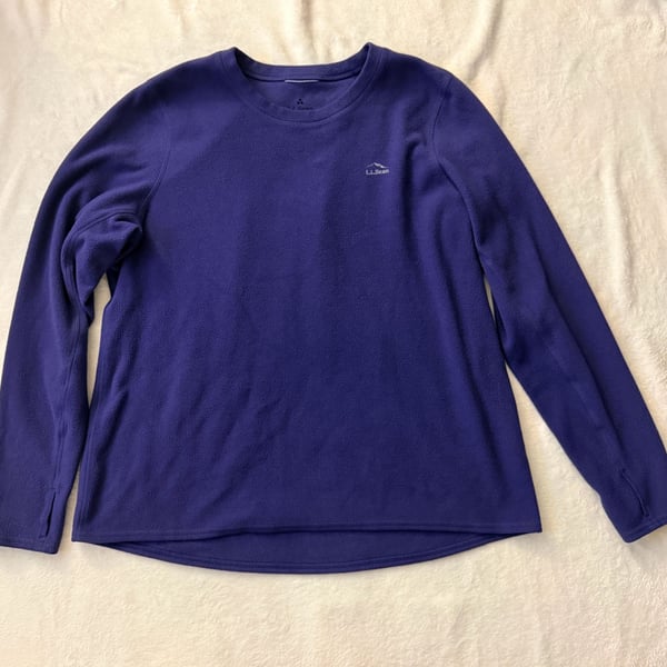 Womens L.L. Bean Fleece Pullover XL Reg deep blue  Long Sleeve Crewneck