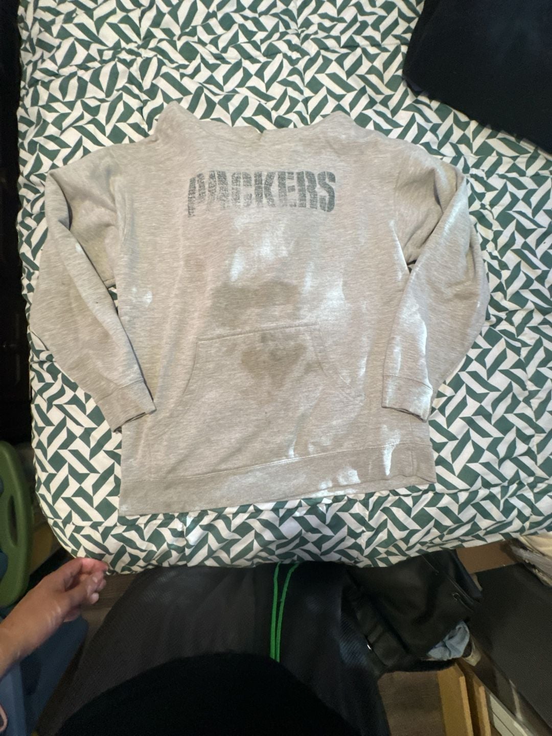 Fanatics Green Bay Packers Hoodie Size L Gray Distressed NFL 2