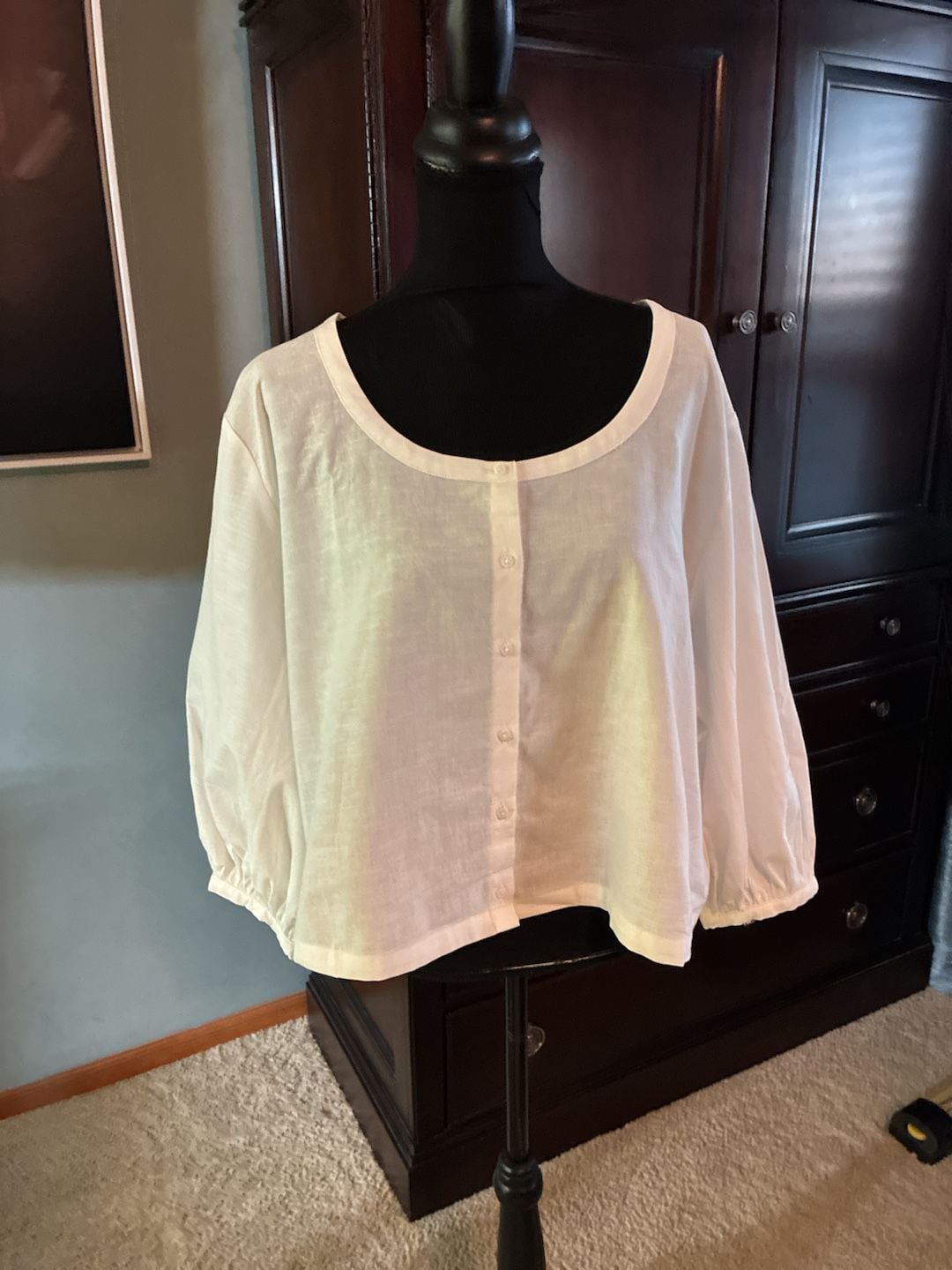 Tuckernuck White Cotton Linen Blouse Size XL Button Down Top A803 2