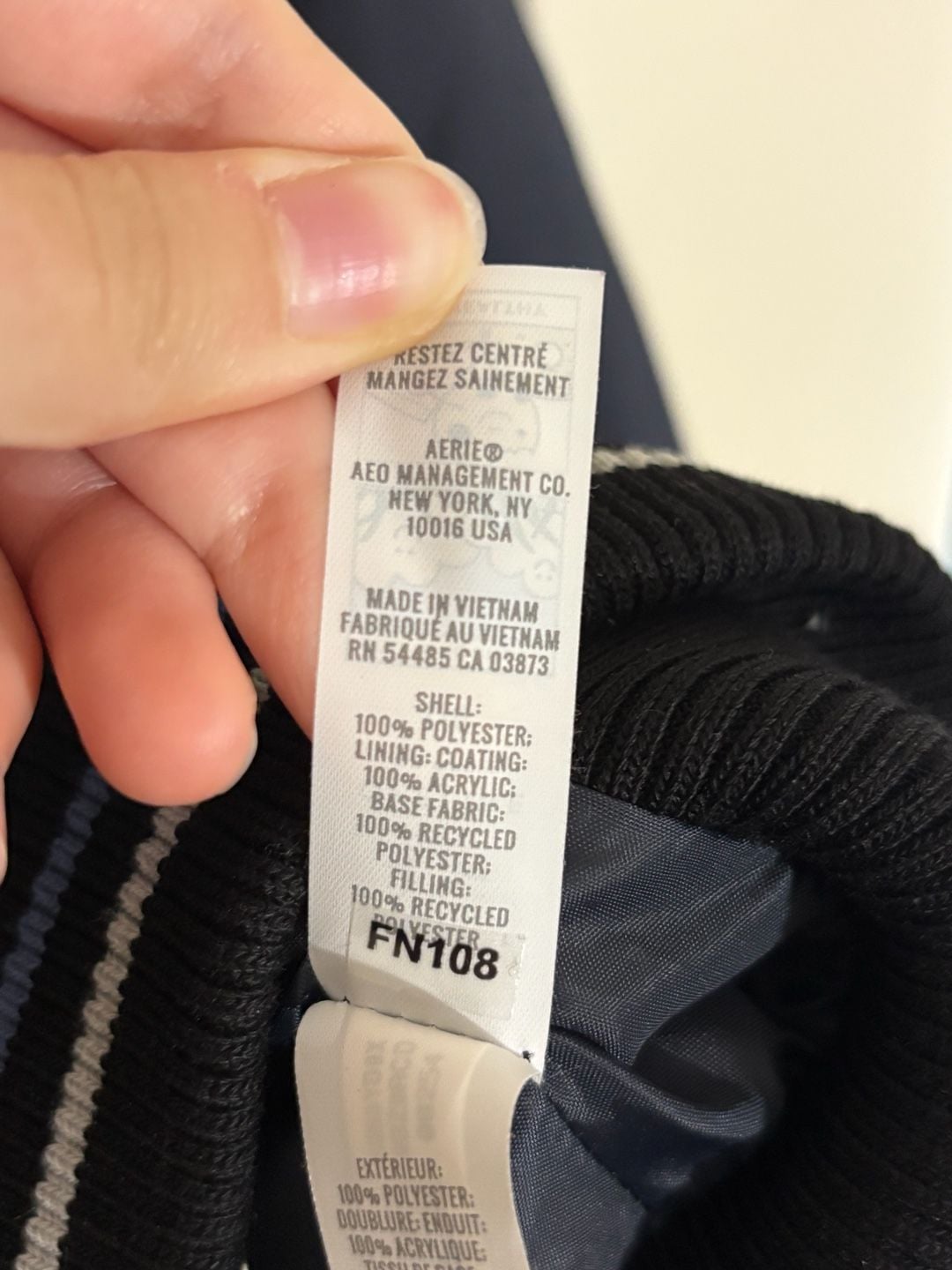 Offline by Aerie Bomber Jacket Size L Navy Full Zip Satin 4