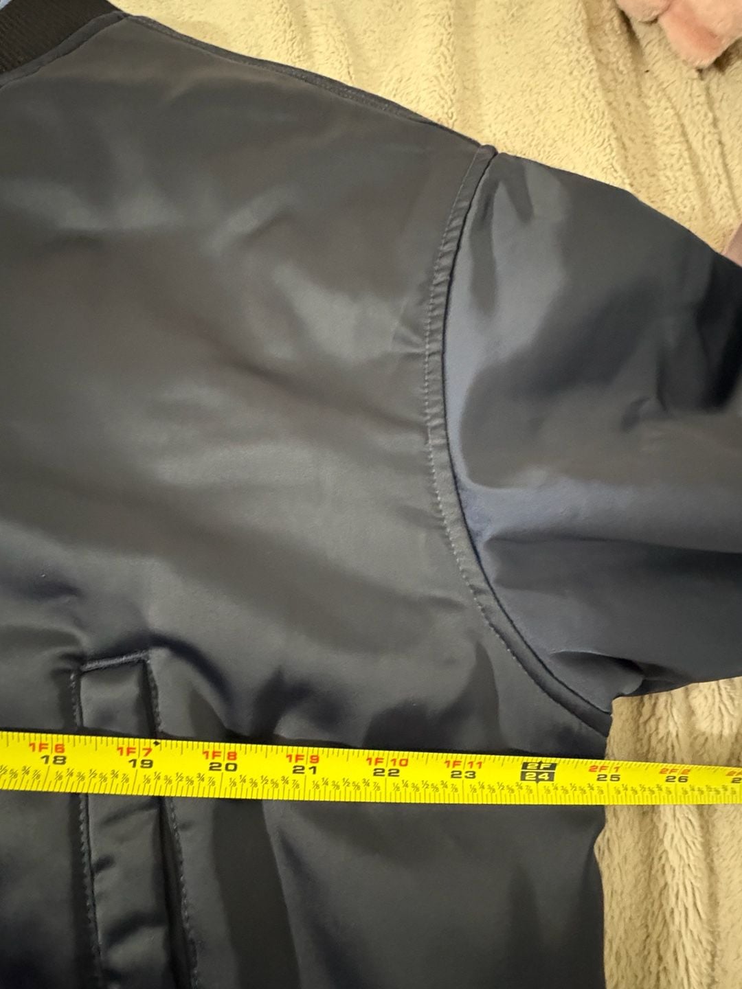 Offline by Aerie Bomber Jacket Size L Navy Full Zip Satin 7