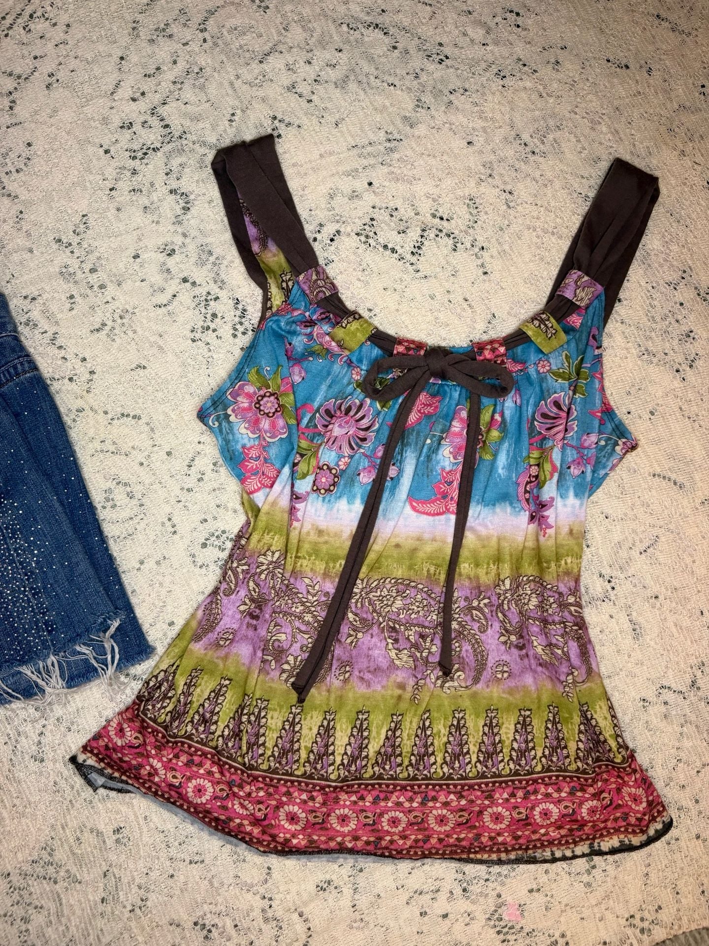 It's Our Time Tank Top Size L Multicolored Floral Boho 2