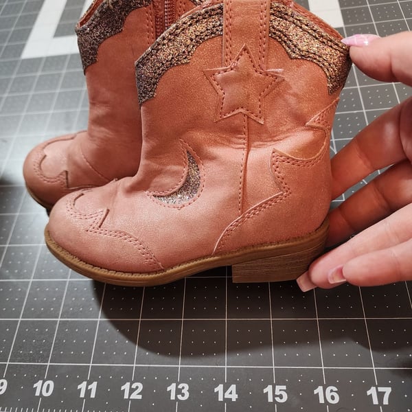 Cat & Jack Cowboy Boots Size 7 Pink Glitter Star Western