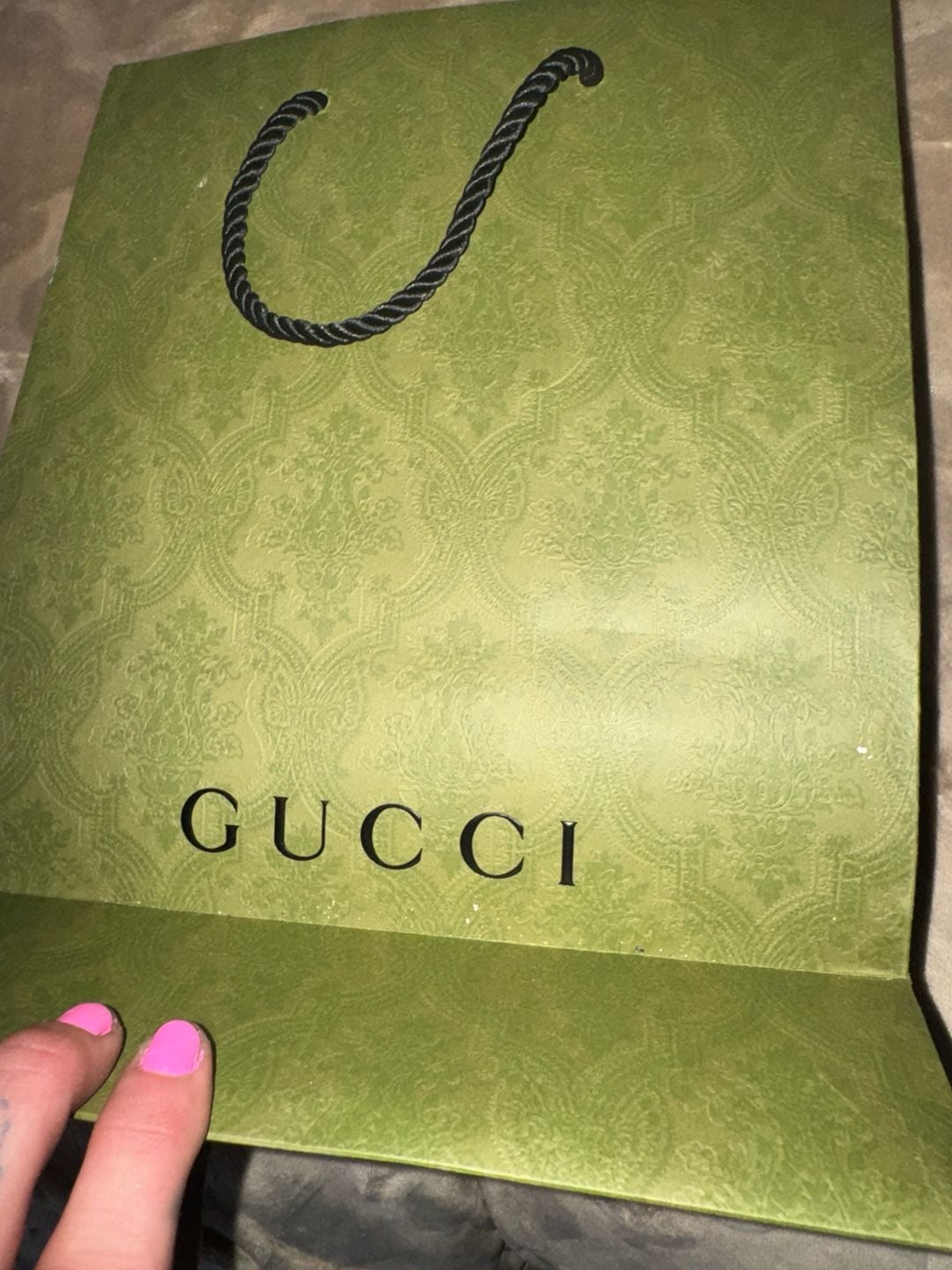 Gucci Green Damier Print Gift Shopping Bag 4