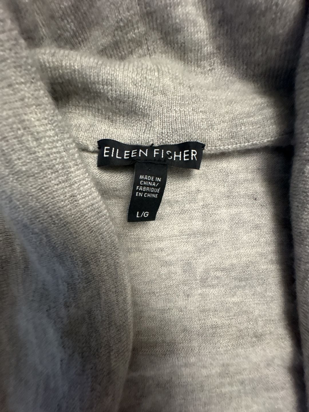 Eileen Fisher 100% Cashmere Open Front Draped Cardigan Size L Heather Gray 3