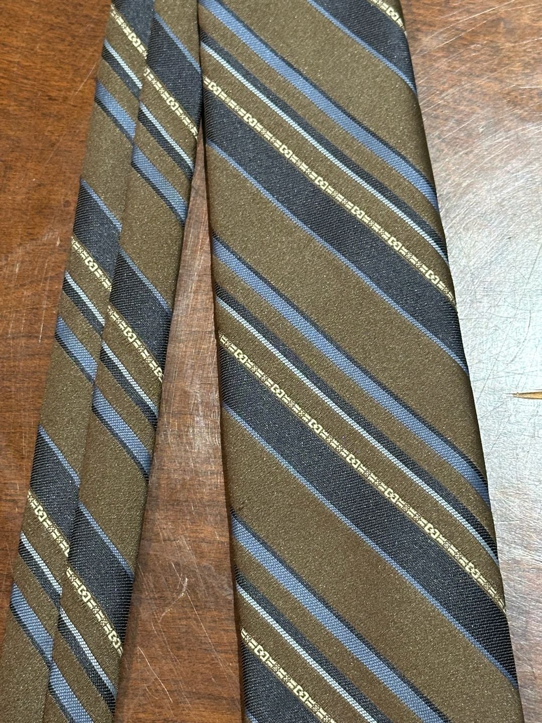Giorgio Salvi Striped Silk Necktie Brown Blue 2