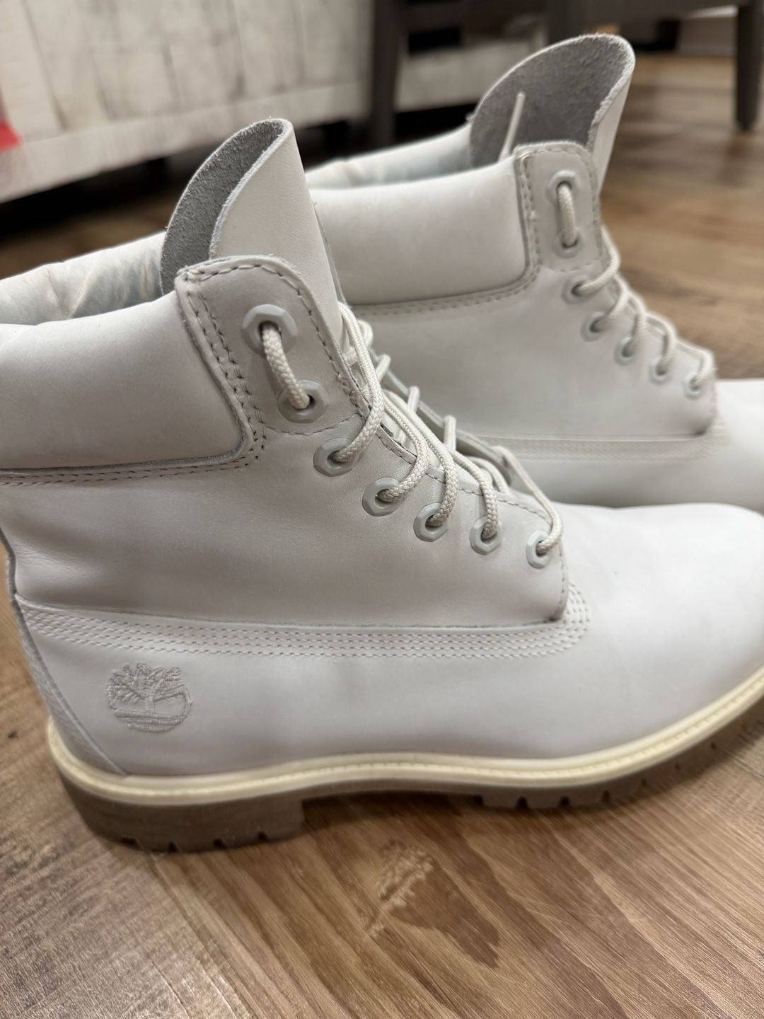 Timberland 6-Inch Premium Waterproof Boots Light Grey Womens 9.5 7