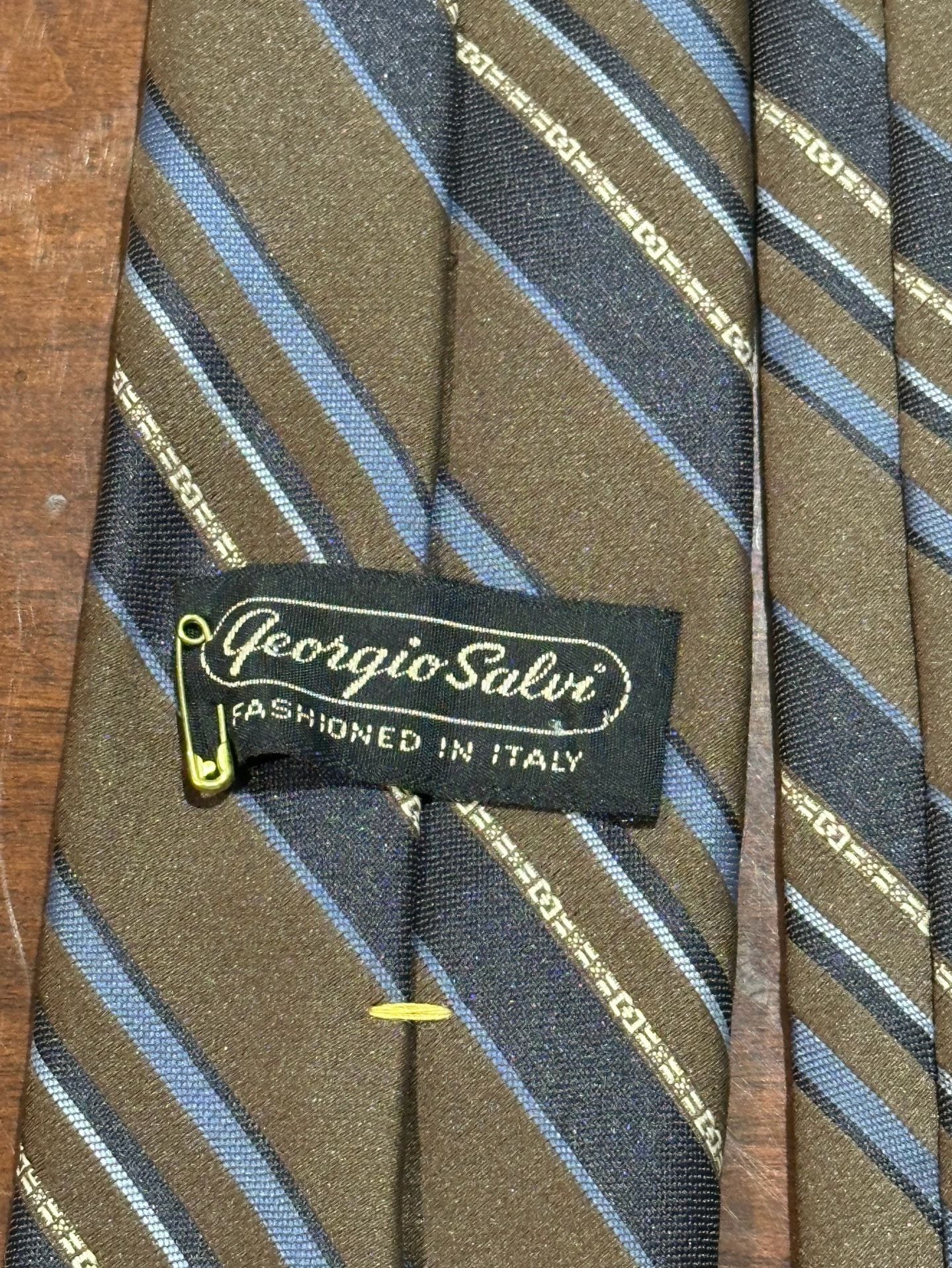 Giorgio Salvi Striped Silk Necktie Brown Blue 4