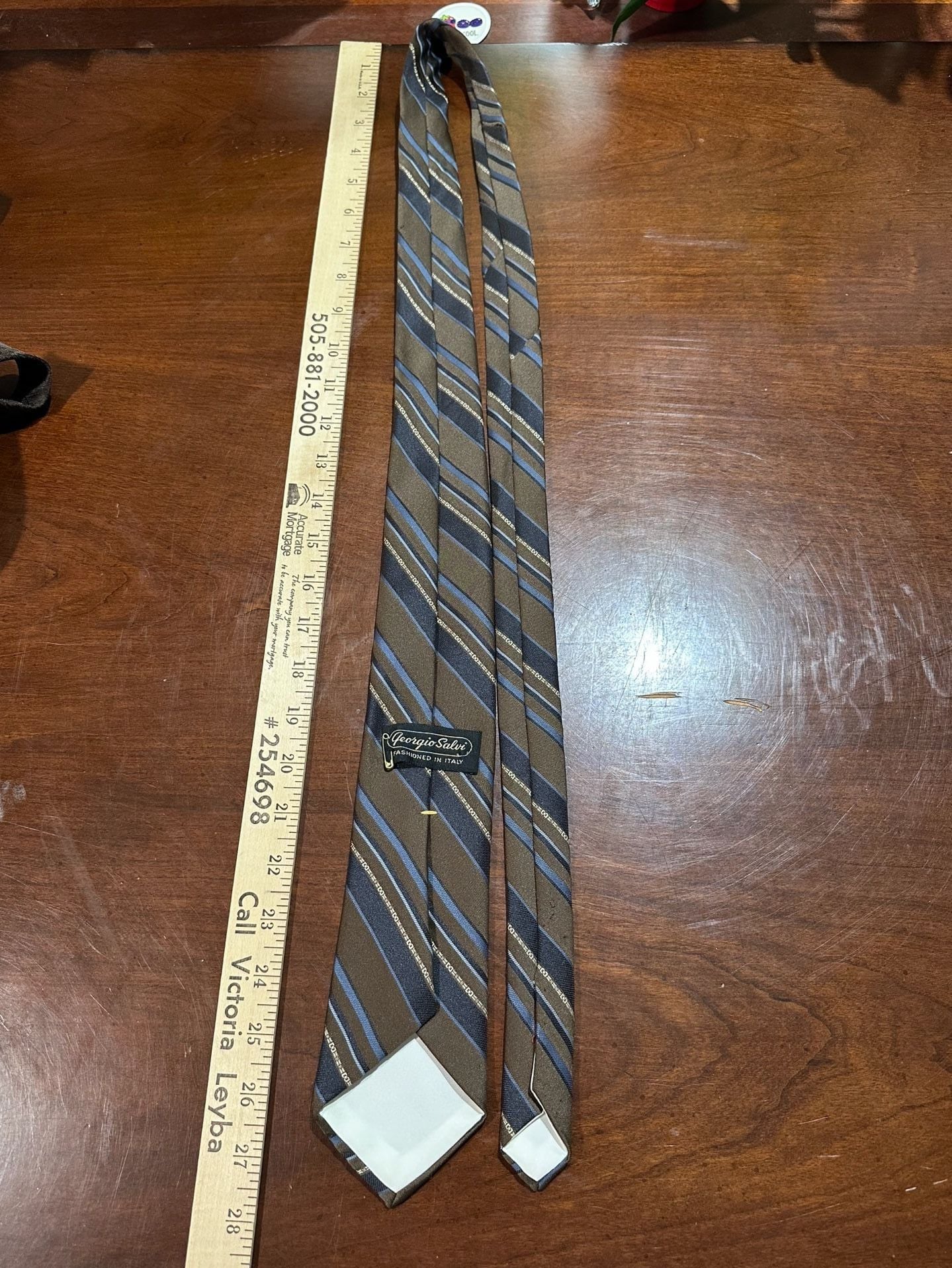 Giorgio Salvi Striped Silk Necktie Brown Blue 3