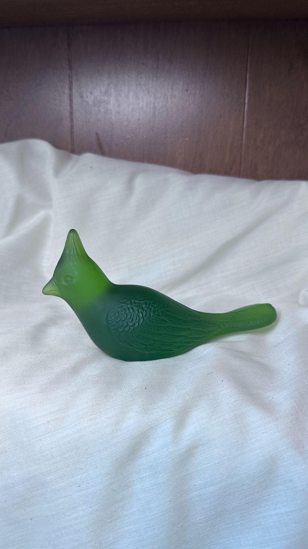 Westmoreland Green Satin Glass Bird Figurine Cardinal Figurine 1