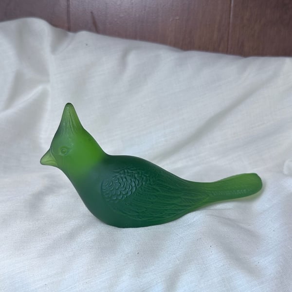 Westmoreland Green Satin Glass Bird Figurine Cardinal Figurine