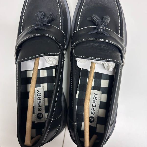 Sperry Bayside Loafer Size 9.5 Black Leather Tassel Platform