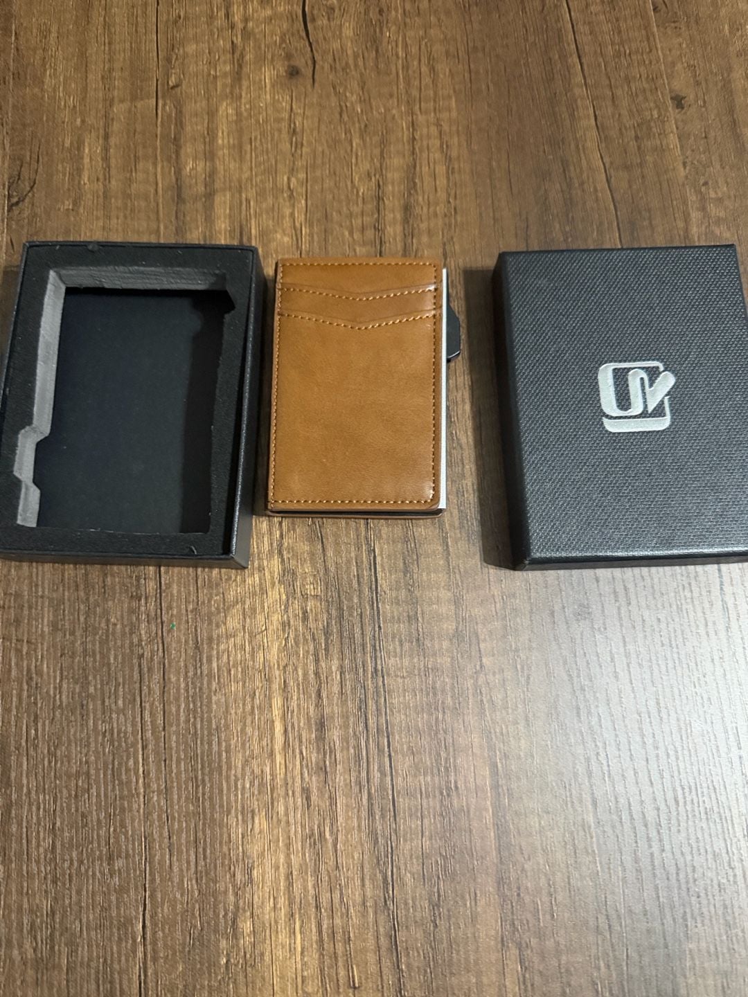 AirTag Pop-Up Card Holder Brown Leather Wallet with Box 2