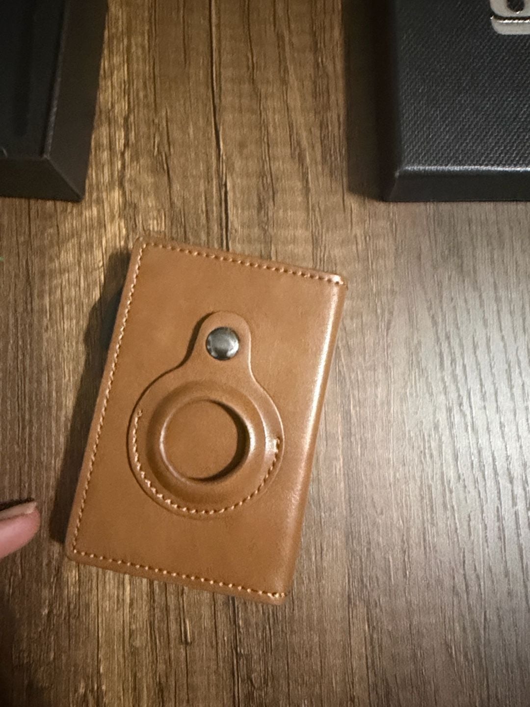 AirTag Pop-Up Card Holder Brown Leather Wallet with Box 5