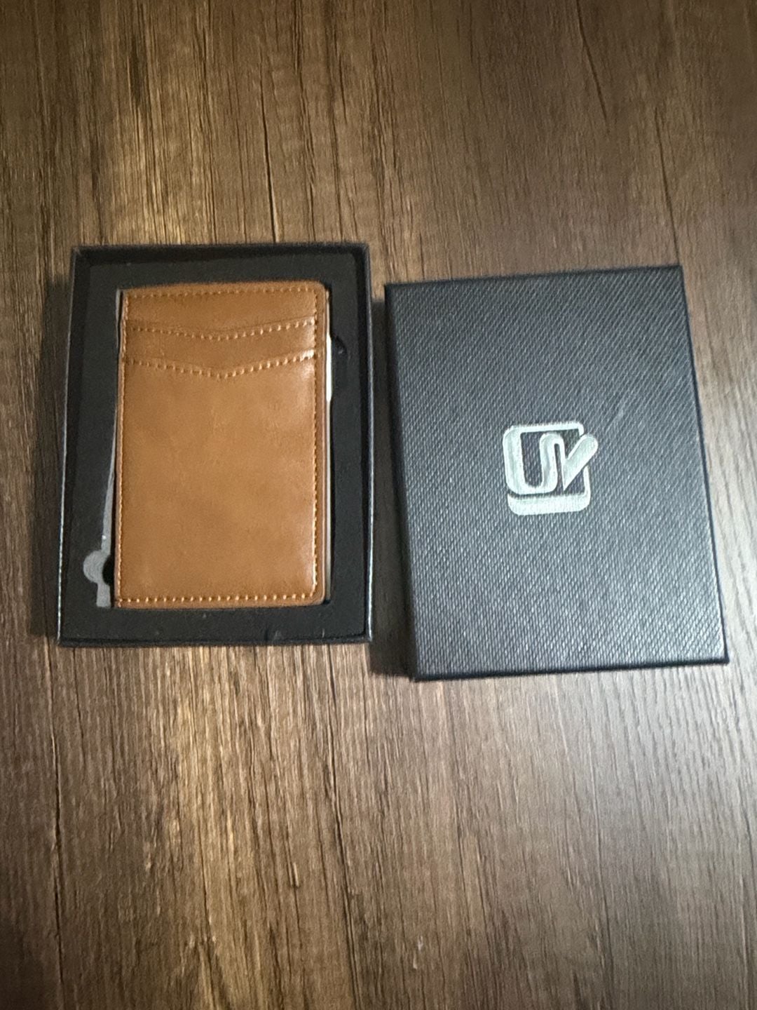 AirTag Pop-Up Card Holder Brown Leather Wallet with Box 8