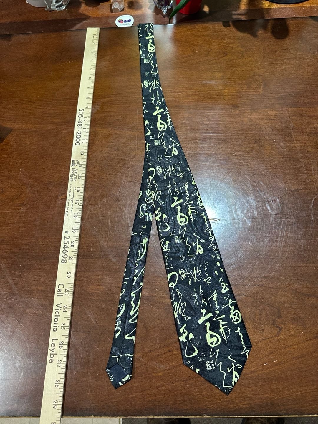 Gold.City Chinese Calligraphy Necktie Black Gold Hand Made 1