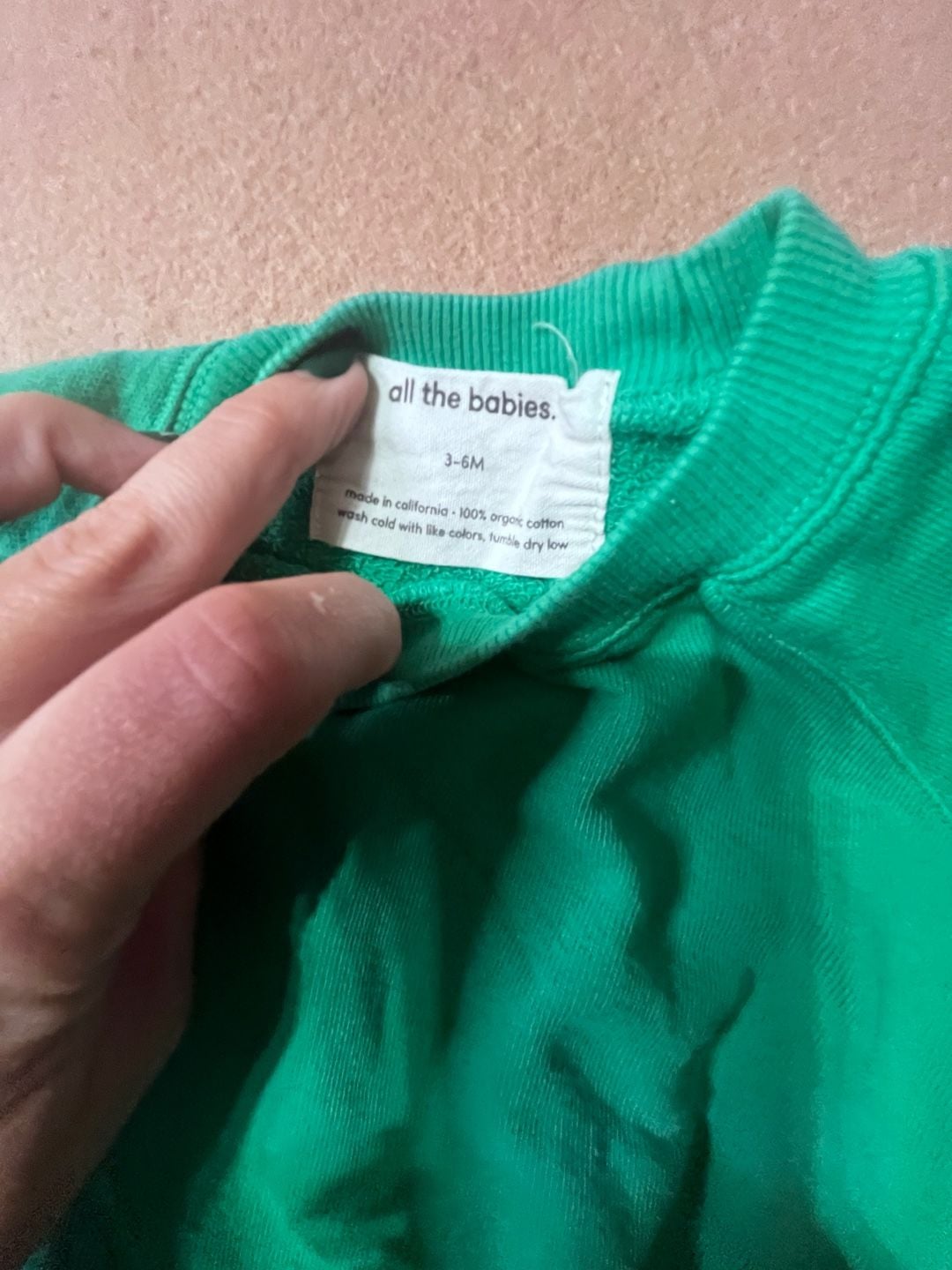 All The Babies Crewneck Sweatshirt Size 3-6M Green Organic Cotton 3