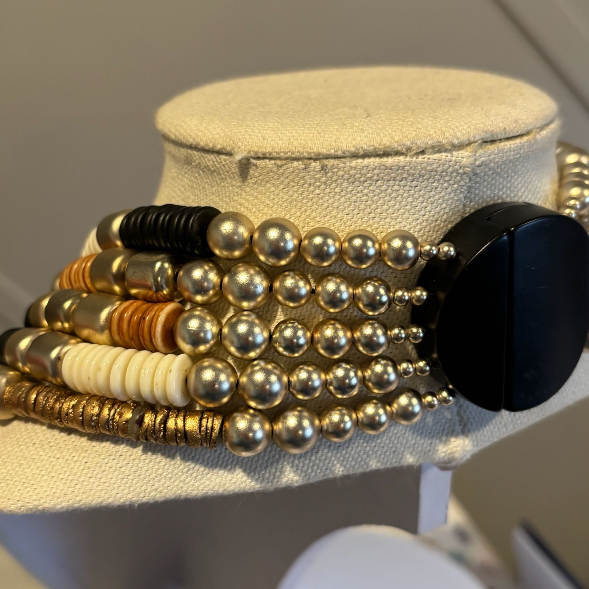 Chico's Multi Strand Black Gold  Statement Necklace 7