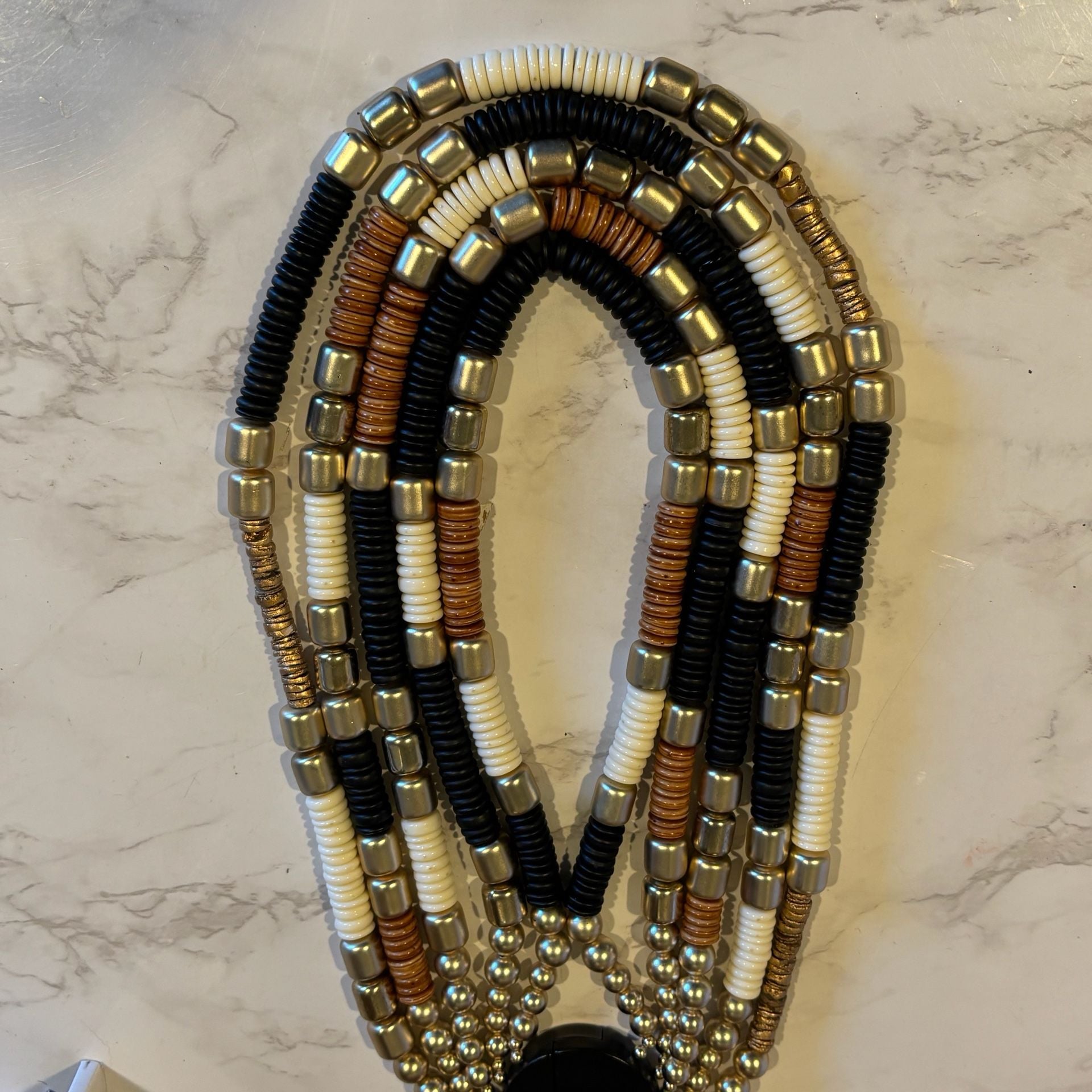 Chico's Multi Strand Black Gold  Statement Necklace 9