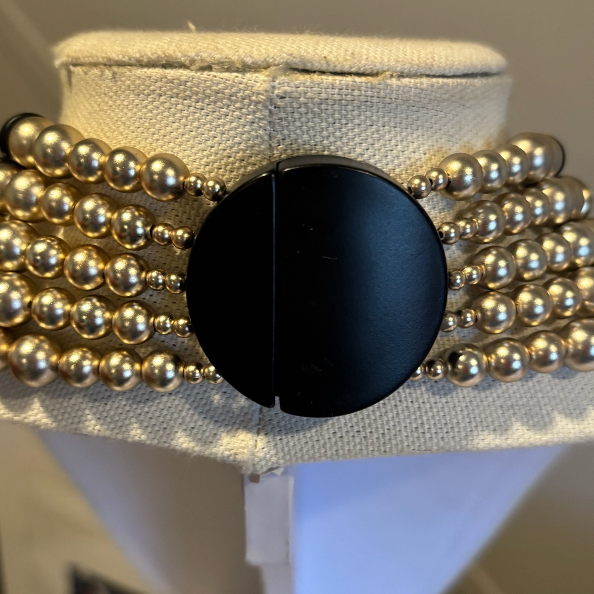 Chico's Multi Strand Black Gold  Statement Necklace 10