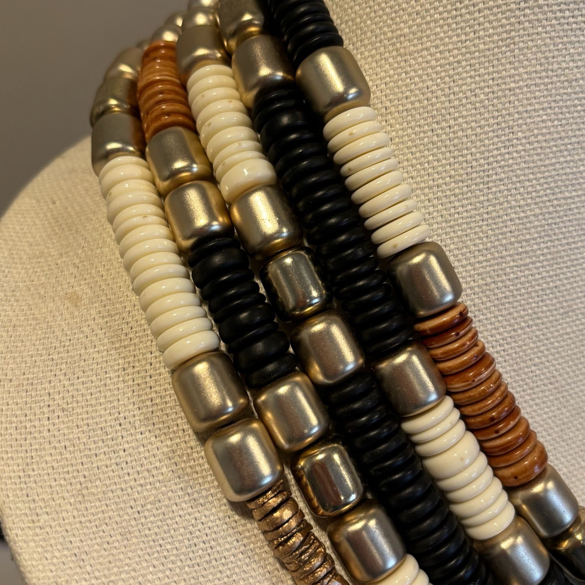Chico's Multi Strand Black Gold  Statement Necklace 11