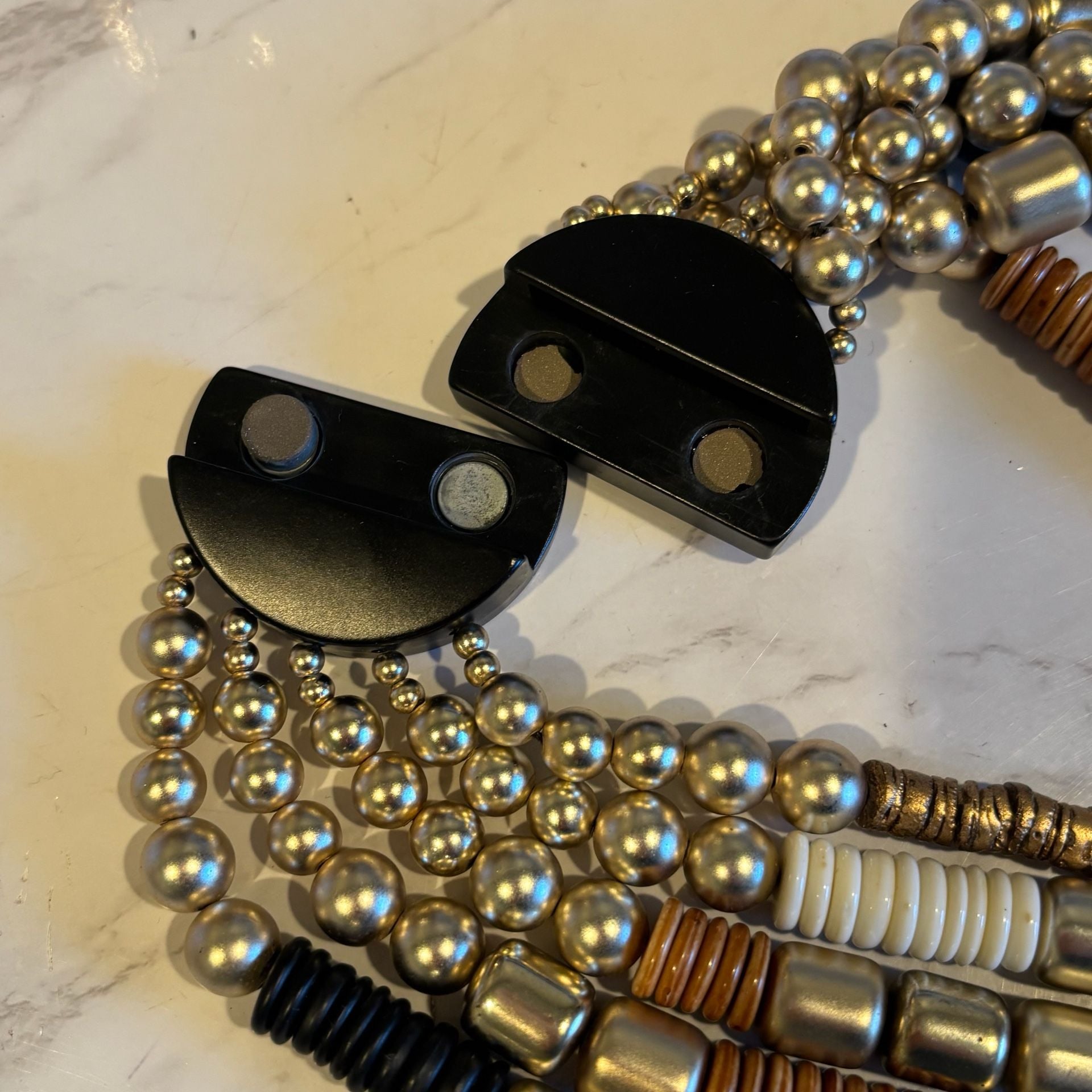 Chico's Multi Strand Black Gold  Statement Necklace 12