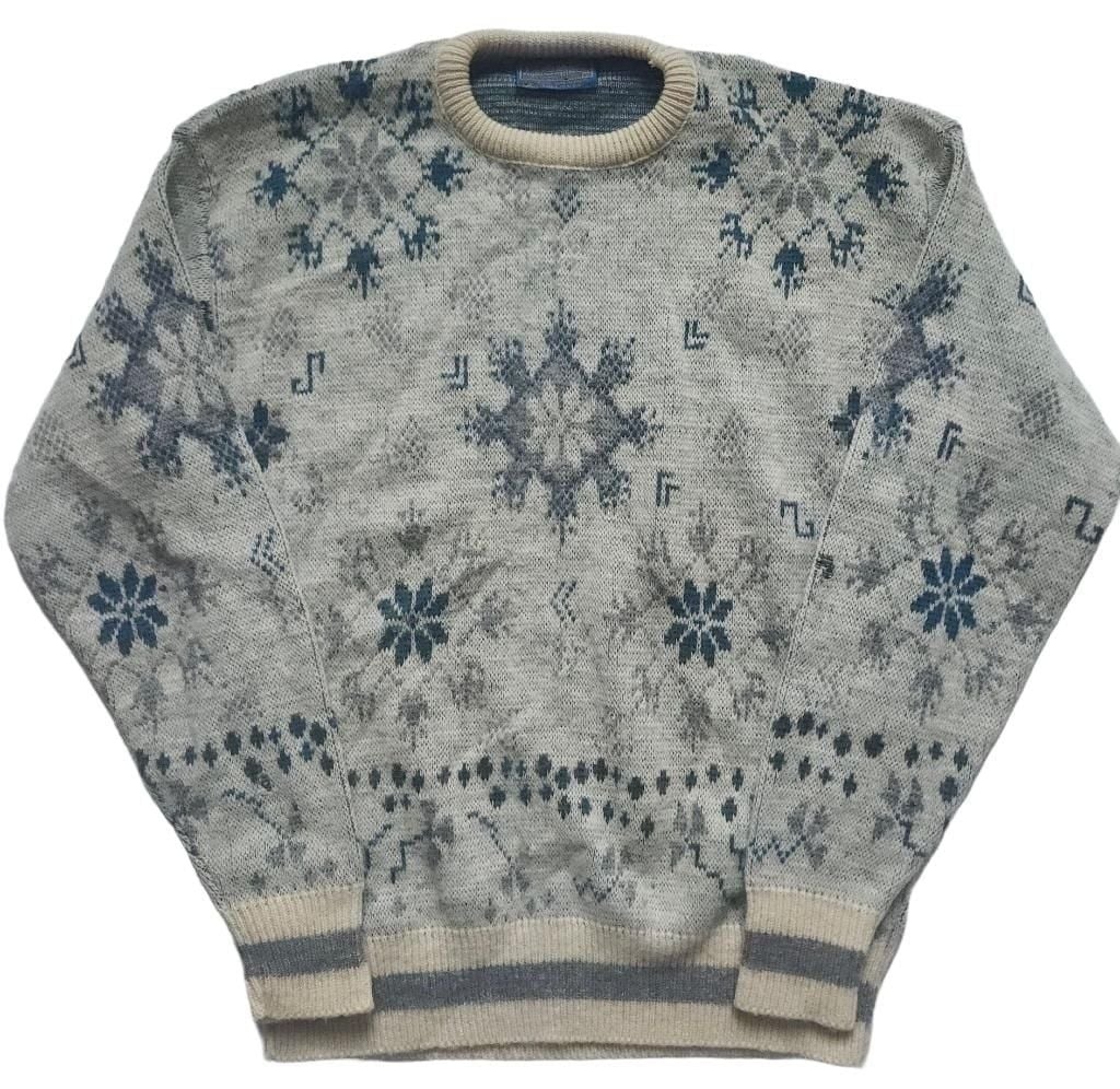 Vintage Pendleton Pullover Sweater Size L Gray Snowflake Wool Made In USA 2