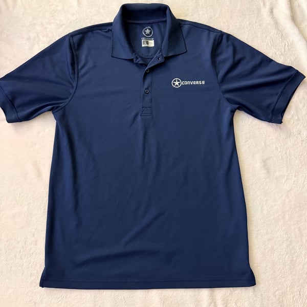Converse Polo Shirt Size L Navy Blue Performance Short Sleeve